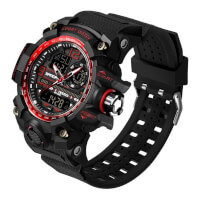 Sanda Mens Watches 50M Waterproof Quartz Sport Military LED Digital Watch for Men color red05e8358883cefc43601c43793f4d81c6