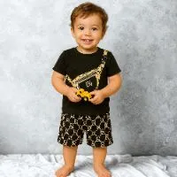 Kids Cotton t shirt & Pant Set color Blackf318ec56fea717092013d282adc075de