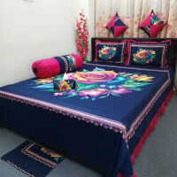 King Size Multicolor Cotton Bedsheet (8 Pcs Set) color Blued4b58383e8884d46449b535564d74b65