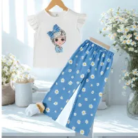 Kids Ladies Long T Shirt & Pant Set color whitee31c1743d2273549ffc14be1b52177a6