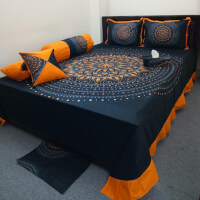 Cotton Multicolor King Size Bed sheet With Two Matching Pillow Covers - Bed Sheet
 color Blackf318ec56fea717092013d282adc075de