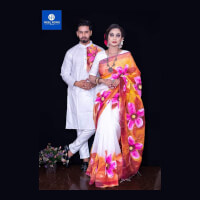 Handprint/Matching dress/Couple & Family Sets/Sari And Panjabi color pinkf2c5e7afd60bcb06f8c338fcf496ceda