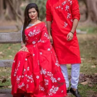 New Design Unique & Gorgeous Hand Printed Saree Panjabi, Couple Set for Women & Men
 color red05e8358883cefc43601c43793f4d81c6