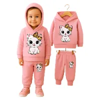 Full Sleeve Winter Set for Kids color Pink---Whiteeec52e8aac2c0ca7804b89401171b815