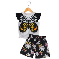 Black---White-9a6c19380702bf67d63d004ea372f4c2 Kids Butterfly Cotton t shirt & Pant Set color Black---White-9a6c19380702bf67d63d004ea372f4c2