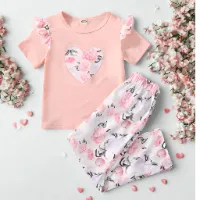 Kids Ladies Long T Shirt & Pant Set color light-pinkb46dfa9dbd8b60e7f1e97d2f51c4fc42
