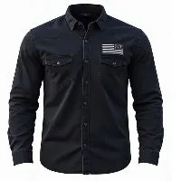 Mens Casual Long-Sleeve Denim Shirts: Timeless Style Essentials color Blackf318ec56fea717092013d282adc075de