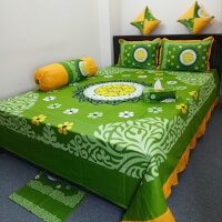 Double King Size Bedsheet Cotton Blend Fabric Multicolor Print  color greenf8776c33645412b435b5b452e125f68f