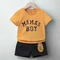 Kids Cotton t shirt & Pant Set color Black---Yellowce9a886ee29ea897d14f604bc9b20302