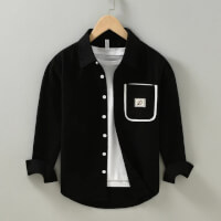 Japanese-Style Retro Contrast Color Letters Shirt Coat Mens Spring and Autumn2023New Loose Leisure All-Matching Shirt Trendy Men color Blackf318ec56fea717092013d282adc075de