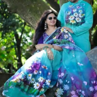 Exclusive Designer Half Share and Dhupiyan Panjabi For Combo Couple Dress color Blued4b58383e8884d46449b535564d74b65