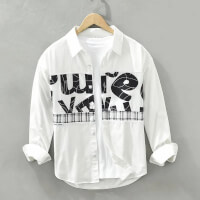 Japanese-Style Retro Contrast Color Letters Shirt Coat Mens Spring and Autumn2023New Loose Leisure All-Matching Shirt Trendy Men color whitee31c1743d2273549ffc14be1b52177a6