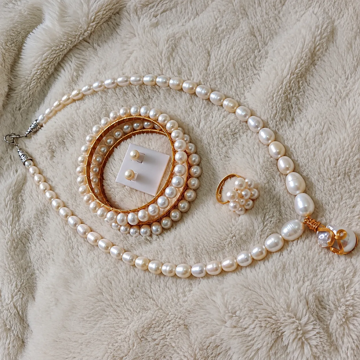 White Pearl Necklace Combo