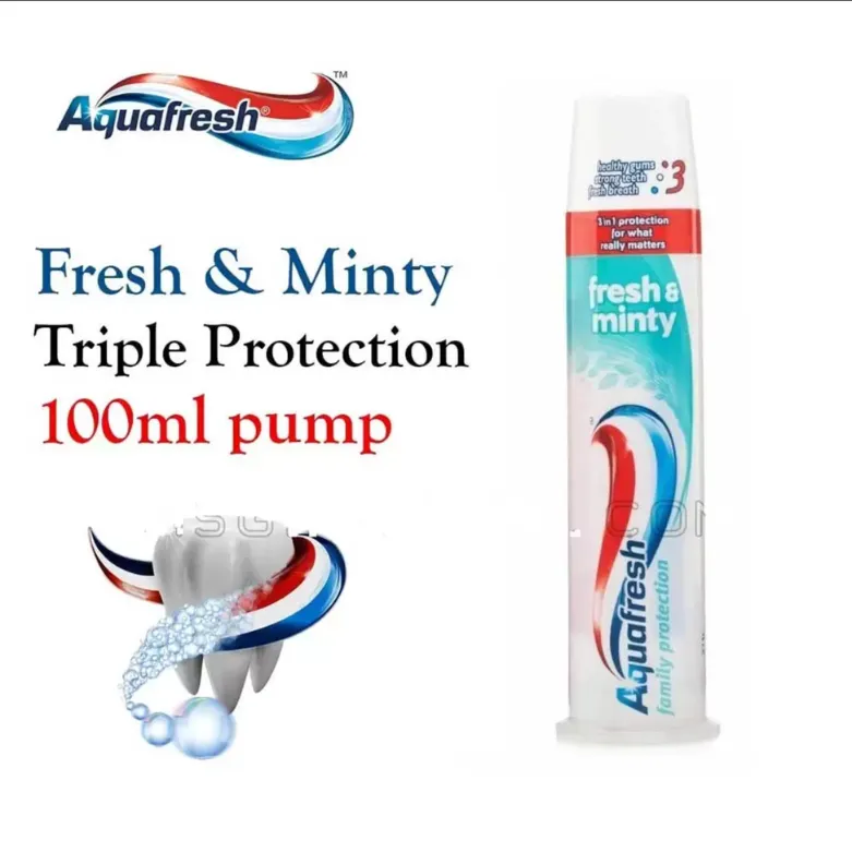 Aquafresh Triple Protection Fresh & Minty  Pump Toothpaste 100ml Made in UK