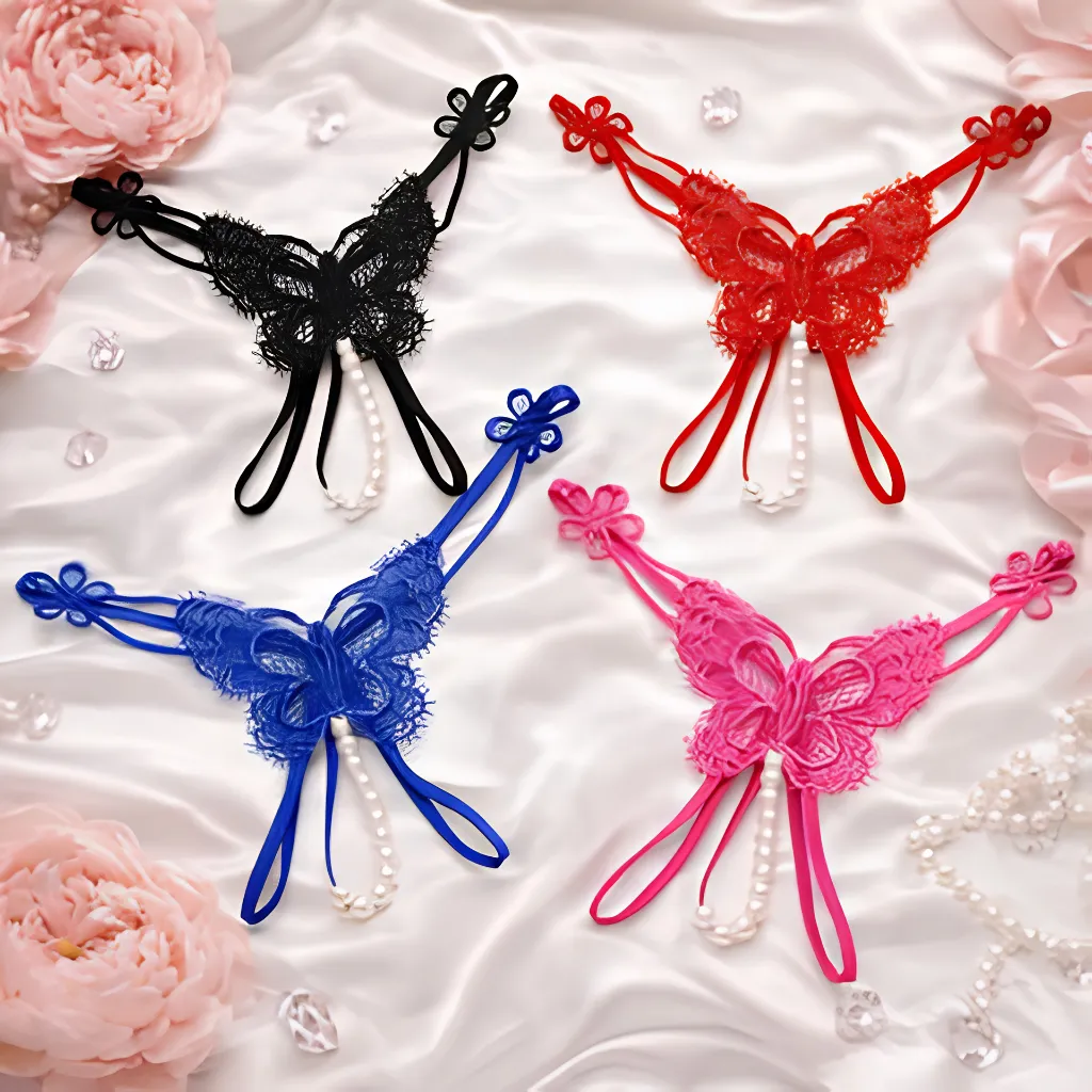 Imported Luxury Butterfly Shape Sexy Thong Panty - Any Color 2 Pcs (China)