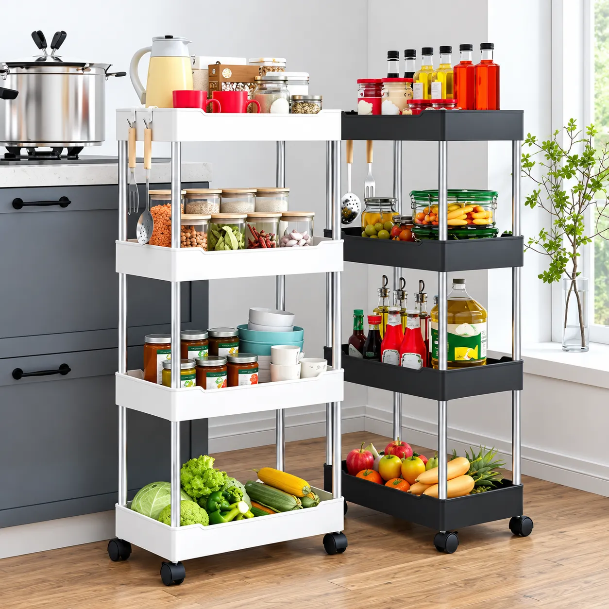 Kitchen Organizer Rack for Space-Saving Storage, Keeping Your Kitchen Essentials Neat and Accessible