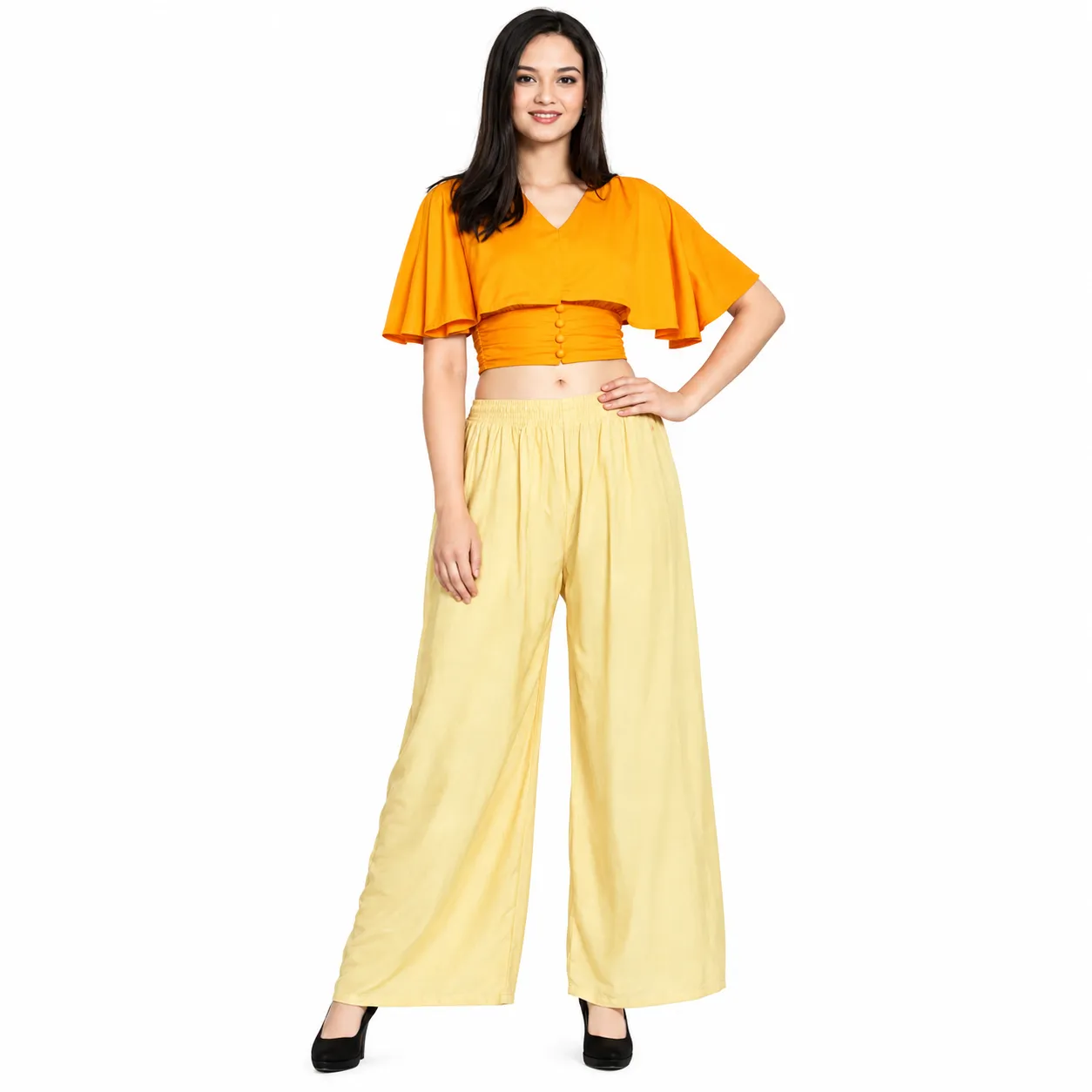 Women’s Tan China Linen Solid Palazzo