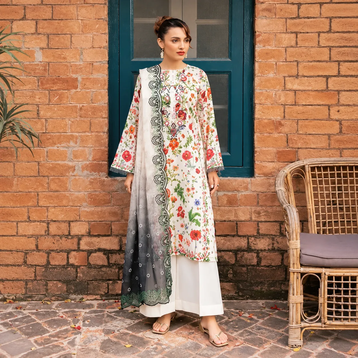 3 PC UN-STITCHED (SHIRT, TROUSERS & DUPPATA