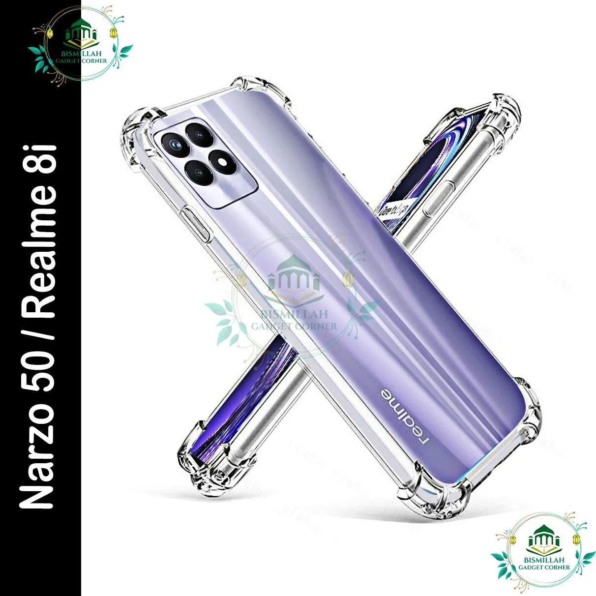 Original Transparent back cover For Realme Narzo 50 / Realme 8i Luxury transparent Protect Back Cover Soft Case