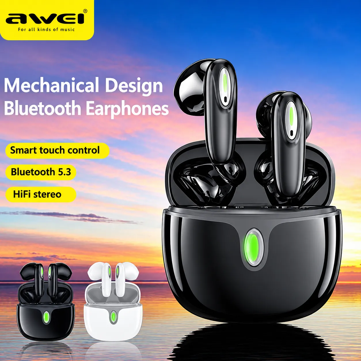 Awei T39 Tws Earphone wireless bluetooth headphones noise reduction earbuds