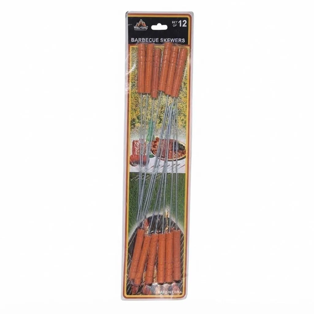 BBQ Wooden Handle Skewers - 12 pcs