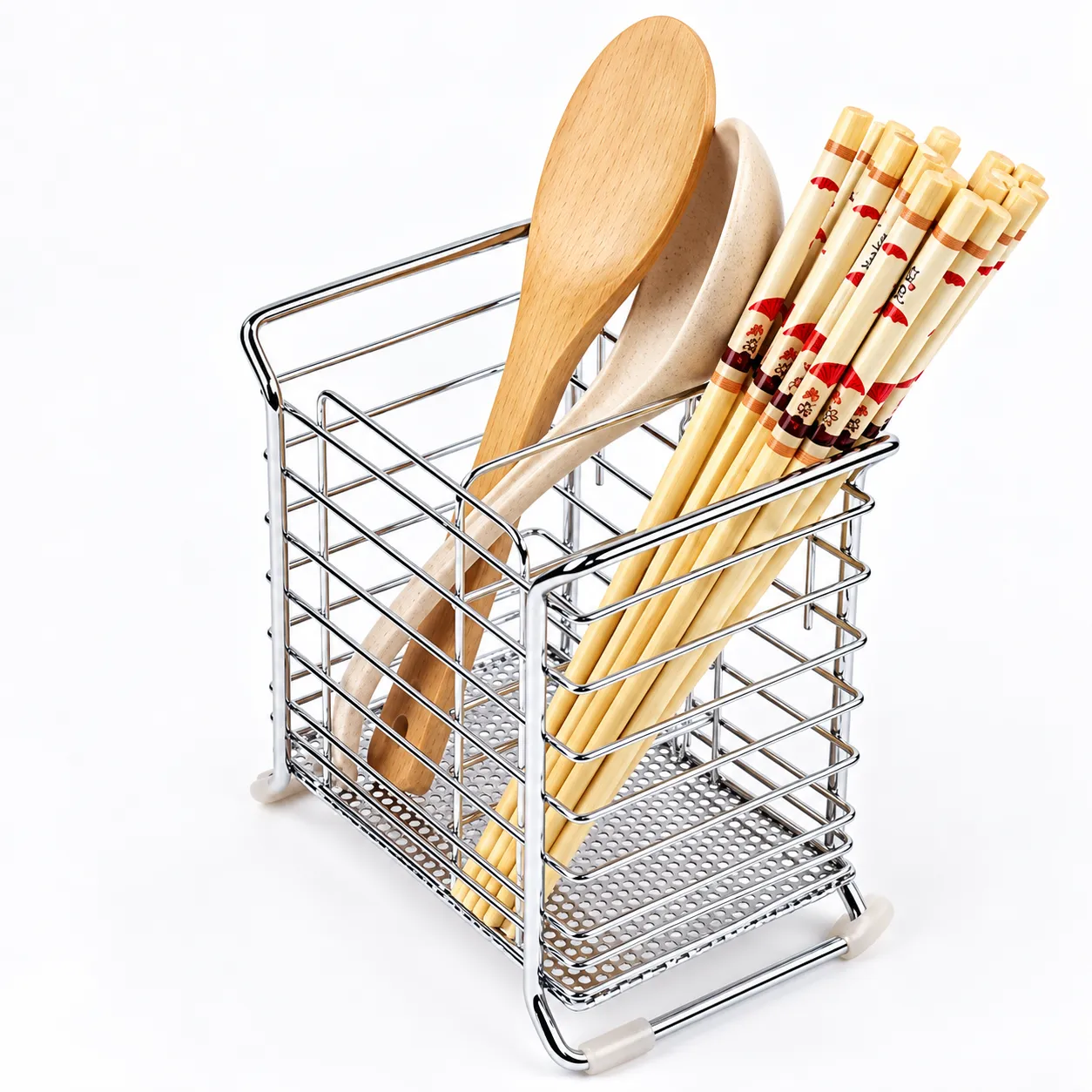 CUTLERY DRAINER CHROME HOLDER RACK UTENSIL METAL RACKS DRYING KITCHEN SINK CADDY