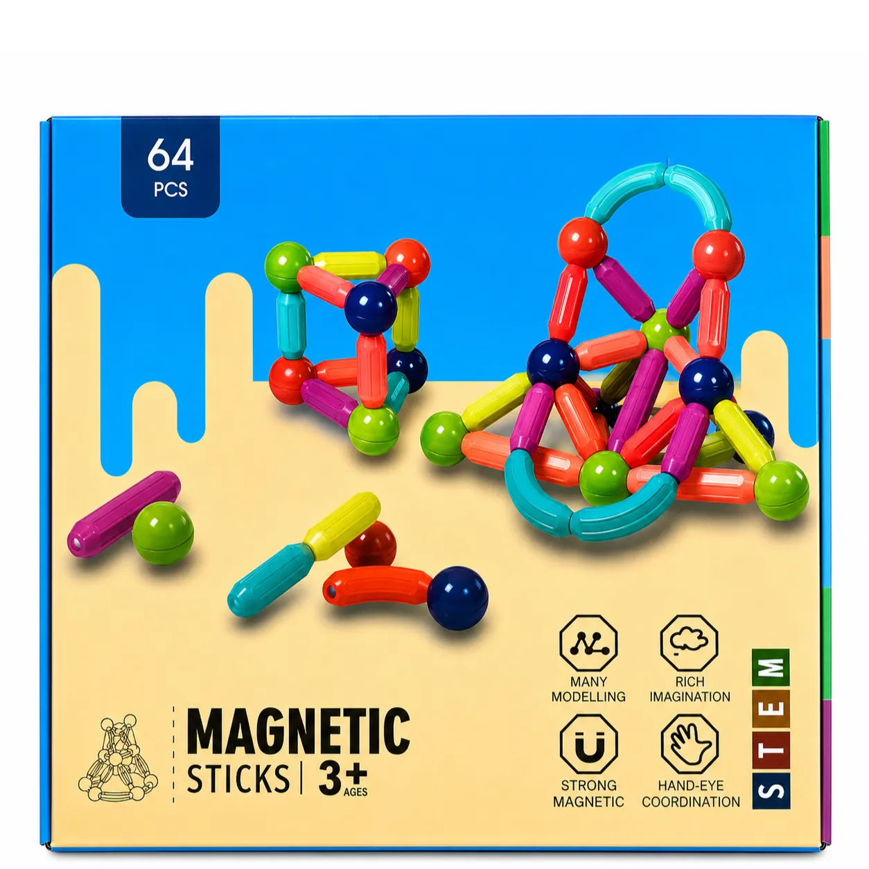 Magnetic Stick, Magnetic Balls and Rods Set, Building Blocks,