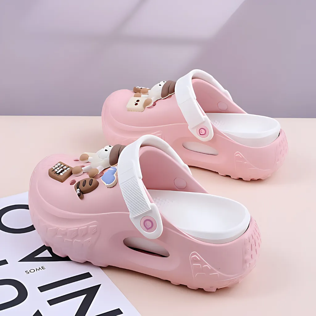 Classic Foam Rubber Side Beach Slippers Garden Women Clogs - Pink