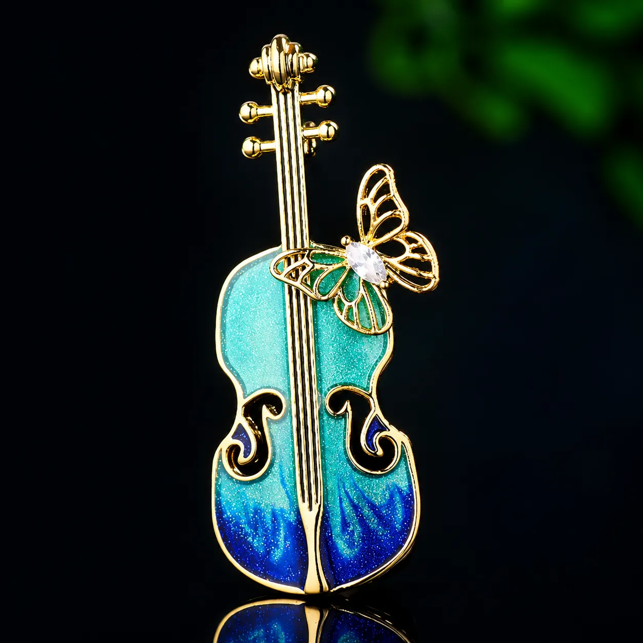 Indispensable -Quality And Durablity -Starry Sky Brooch Trendy Zircon Butterfly Violin Brooch Jewelry Pins For Woman- Innovative