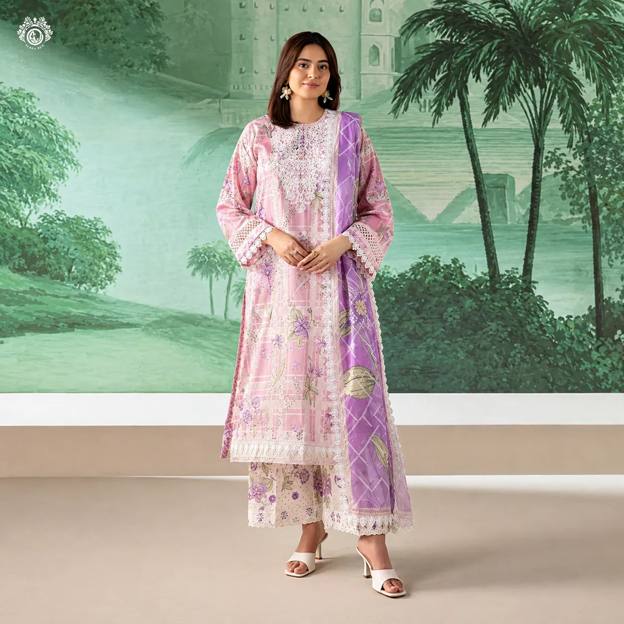 3 Piece Unstitched Embroidered Dress for Women