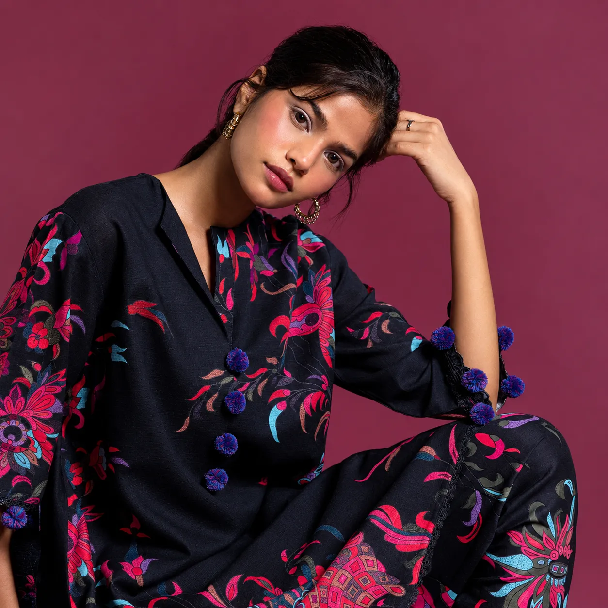Sana Safinaz Mahay Unstitched Two Piece - Midnight Black