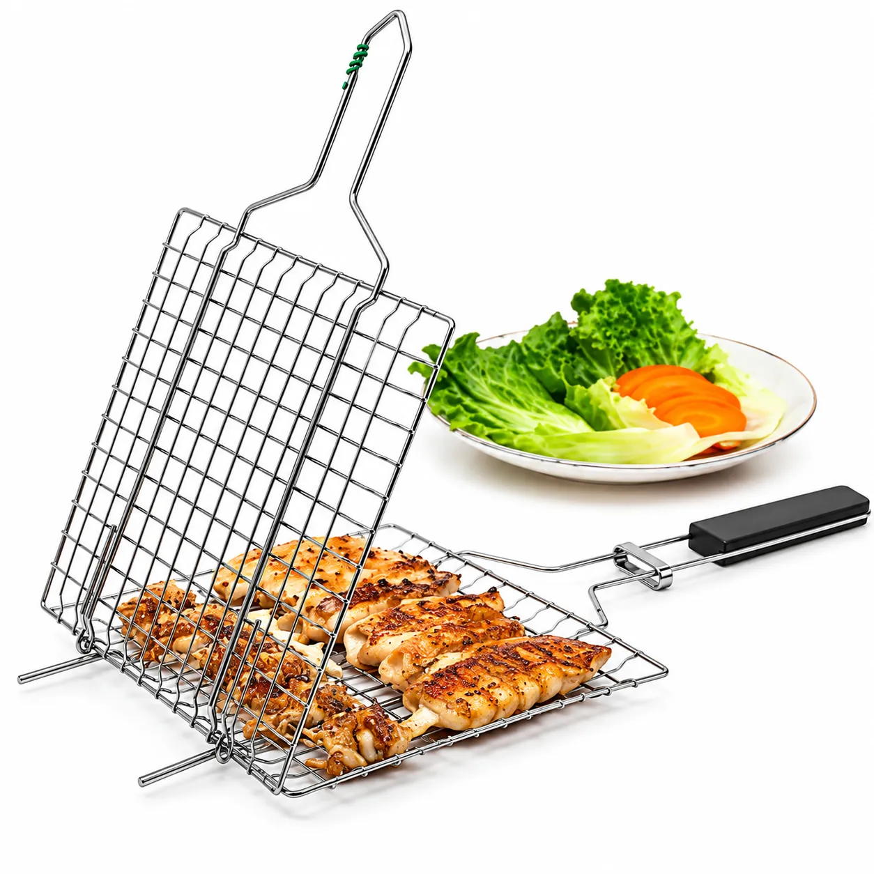 Stainless Steel BBQ Grill Maker with Food Clip