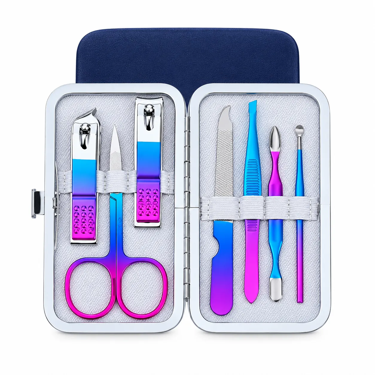7 in 1 Luxury Manicure Set Nail Cutter Kit for Professional Nail, Cuticle, Ear and Nose Grooming Car
