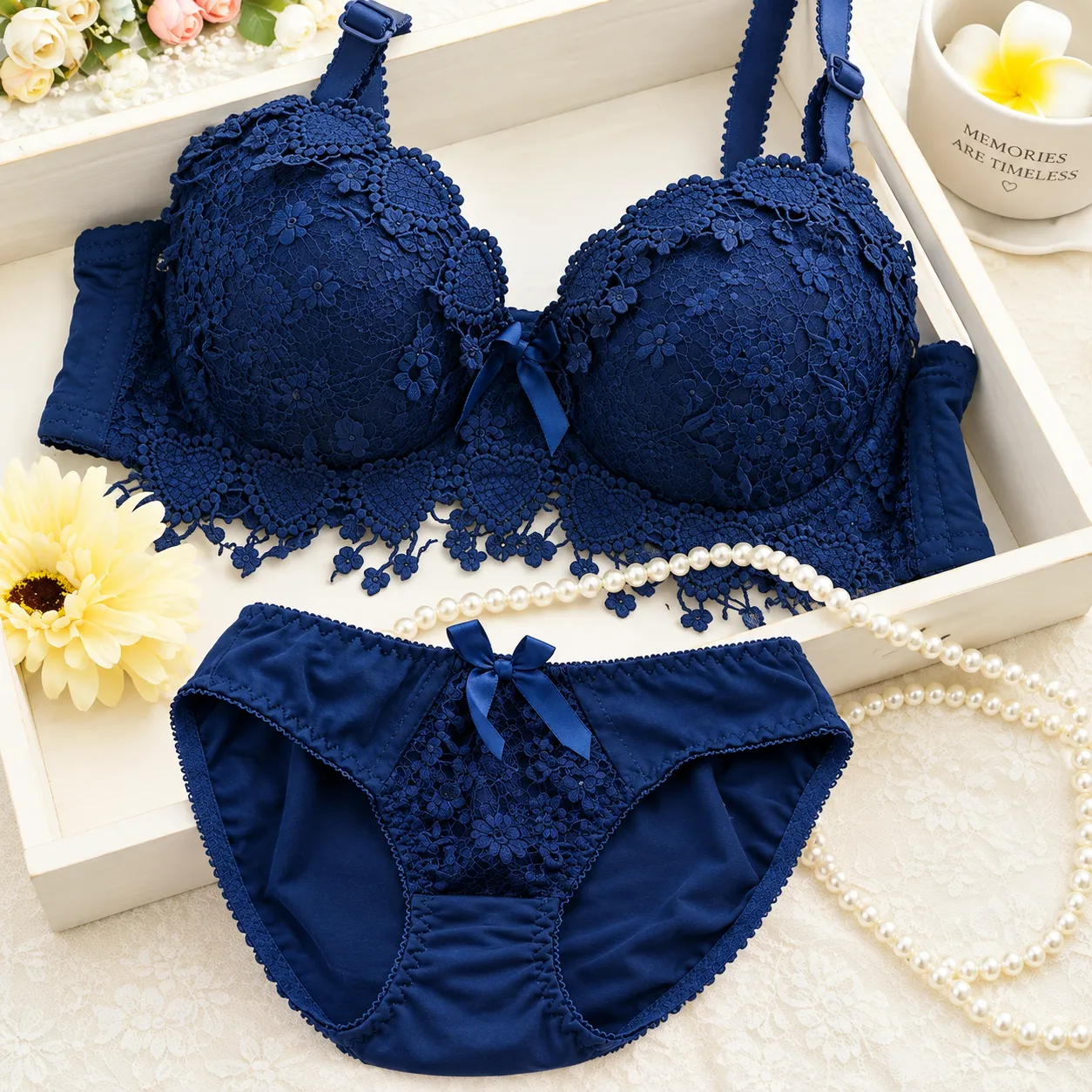 Imported Love Jul Bra Panty Set - Dark Blue