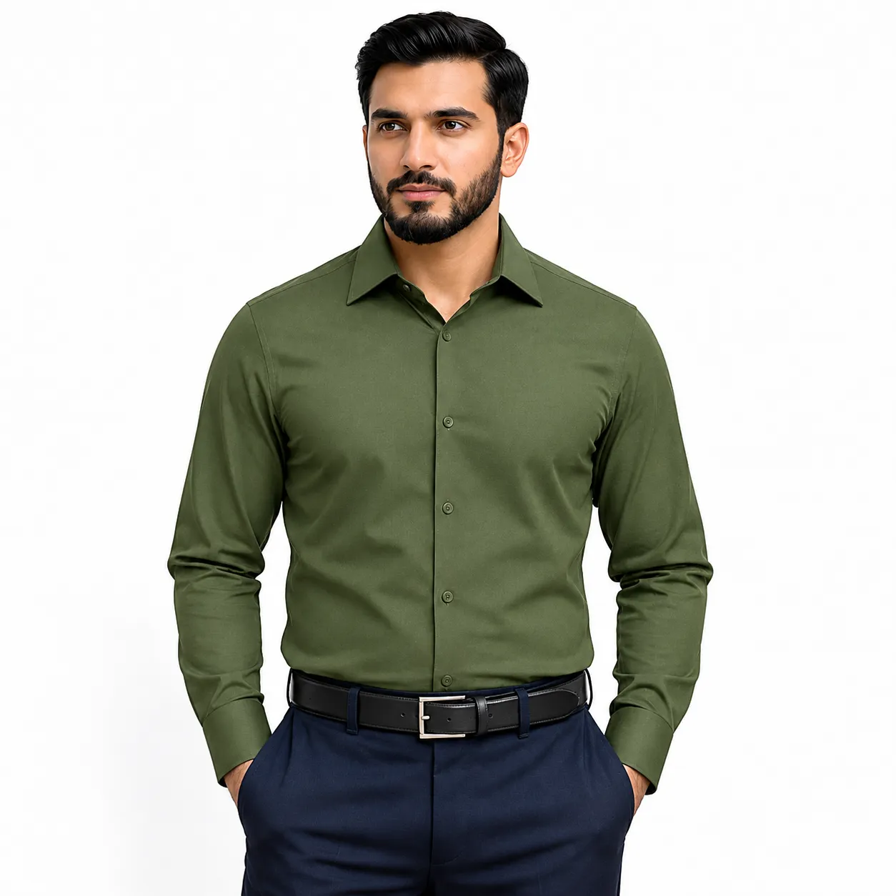 Men’s Olive China Premium Formal Shirt