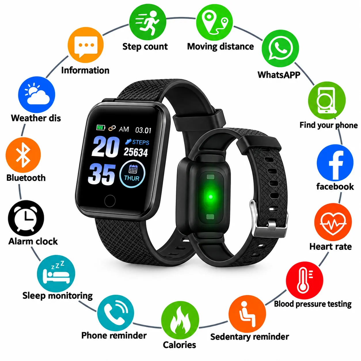 Smart Watch Fitness Smart Bracelet Heart Rate Blood Pressure Monitor Wristbands Outdoor Sports Fitness Ba