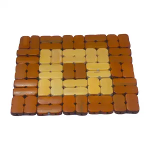 Brown and Off-White Check Bamboo Coasters Table Mats Placemats