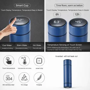 500ml Thermos Stainless steel tumbler insulated water bottle cute coffee thermos cup LED Touch Display Temperature Vacuum Flasks Drinkware smart hot
