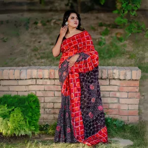 Multicolor Color Fashionable Silk Batik Saree For women
