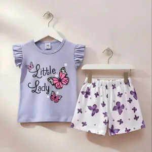 Kids Butterfly Cotton t shirt & Pant Set