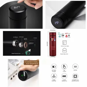 500ml Thermos Stainless steel tumbler insulated water bottle cute coffee thermos cup LED Touch Display Temperature Vacuum Flasks Drinkware smart hot