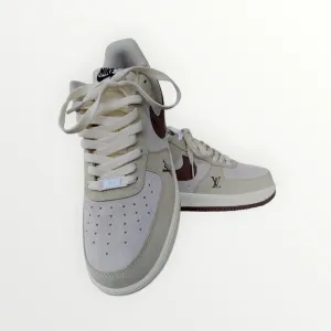 Louis Vuitton X Nike AF1 PU Leather Sneaker for Men - Cream Brown
