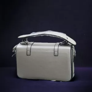 Silver Color PU Leather Plain Design Cross Body Shoulder Bag With Double Strip Bag For Women
