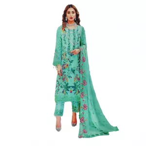 New Design Weightless Georgette Kameez, Pant, Orna Butterfly Embroidery & Sequence Work