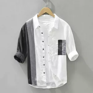 Japanese-Style Retro Contrast Color Letters Shirt Coat Mens Spring and Autumn2023New Loose Leisure All-Matching Shirt Trendy Men