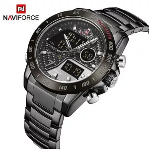 NAVIFORCE Mens Waterproof Sport Quartz Watch with Chronograph Dual Time Alarm