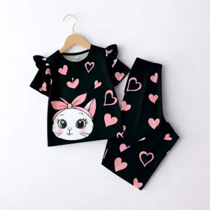 Kids Ladies Long T Shirt & Pant Set