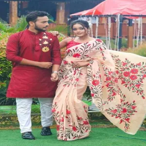 Exclusive Designer Half Share and Dhupiyan Panjabi For Combo Couple Dress