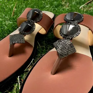 Ladies Flat Slipper Stone sandal