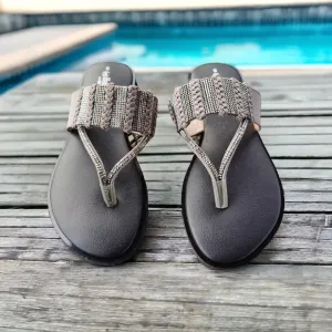 HI-ATTITUDE Embellished Thong-Strap Wedges